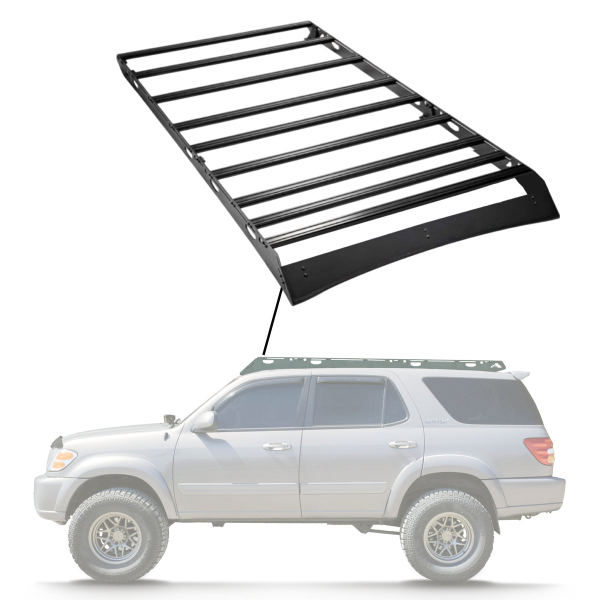 Sherpa - The Belford Full Height Aluminum Roof Rack with Crossbars Made for 2001-20007 Toyota Sequoia - Drill Free Rack for Tents; Kayaks; Bikes; Skis Made in the USA