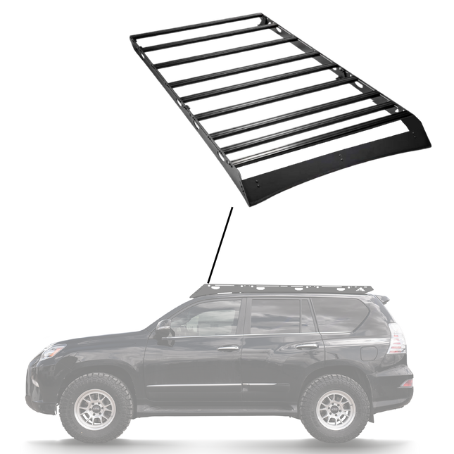 Sherpa - The Yale Half Height/Single Row Light Aluminum Roof Rack with Crossbars Made for 2010-2023 Lexus GX460  - Drill Free Rack for Tents; Kayaks; Bikes; Skis Made in the USA