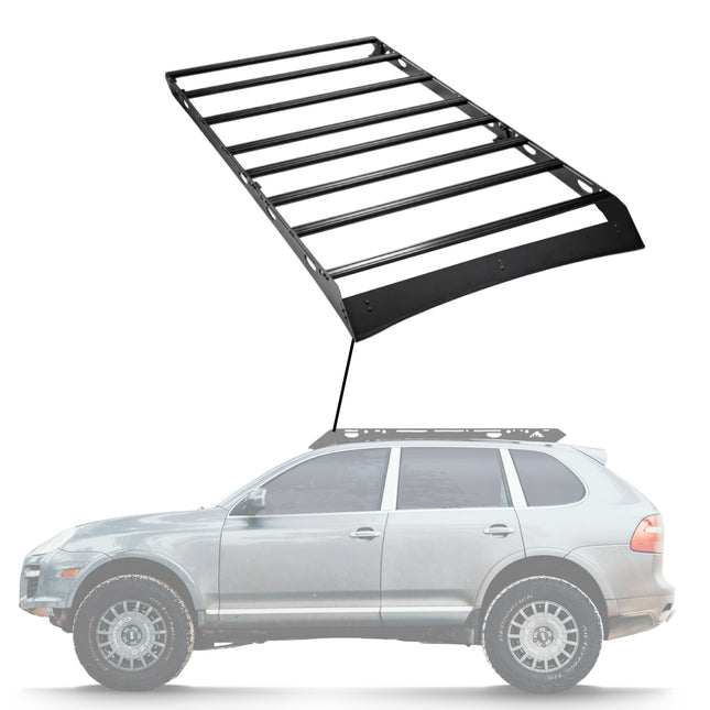 Sherpa - The Rammstein Half Height/Single Row Light Aluminum Roof Rack with Crossbars Made for 2003-2010 Cayenne & Touareg - Drill Free Rack for Tents; Kayaks; Bikes; Skis Made in the USA