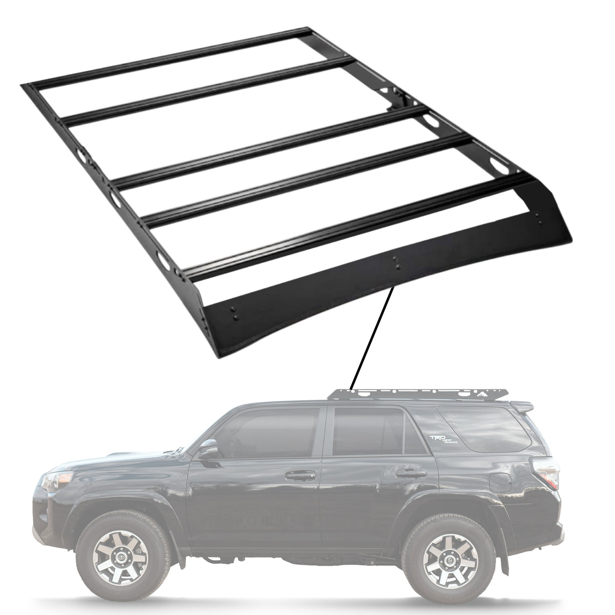 Sherpa - The Needle Half Height/Single Row Light Aluminum Roof Rack with Crossbars Made for 2010-2024 Toyota 4Runner - Drill Free Rack for Tents; Kayaks; Bikes; Skis Made in the USA