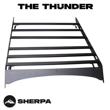 Sherpa 129744 The Grizzly Half Height Roof Rack for Toyota Tundra CrewMax - Full-Length Aluminum, 1/4" Side Panels, Modification Required, Black Textured Powder Coat Finish