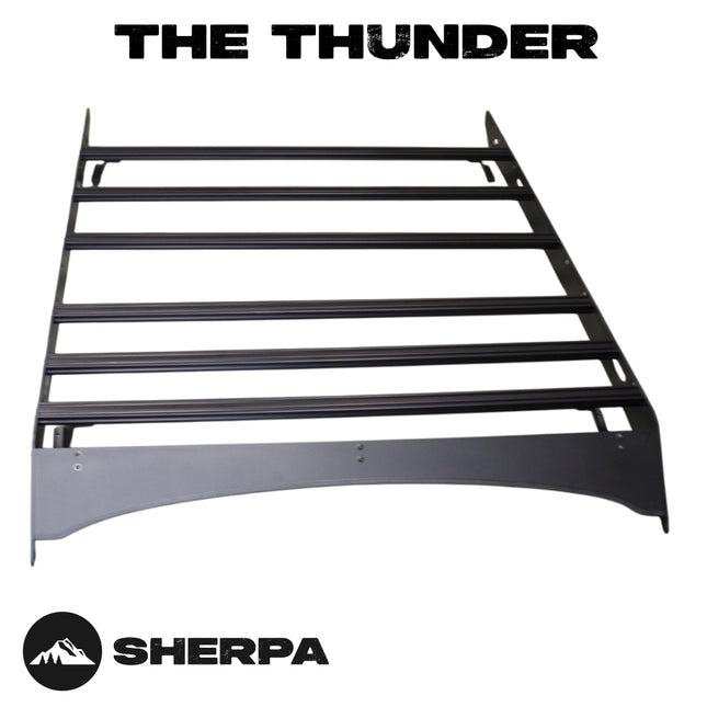 Sherpa 129744 The Grizzly Half Height Roof Rack for Toyota Tundra CrewMax - Full-Length Aluminum, 1/4" Side Panels, Modification Required, Black Textured Powder Coat Finish