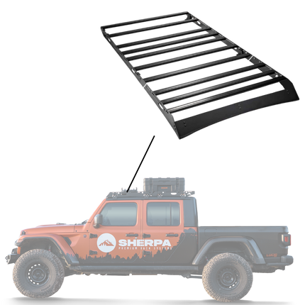 Sherpa - The Sunlight Half Height/Single Row Light Aluminum Roof Rack with Crossbars Made for 2020-2025 Jeep Gladiator JT - Drill Free Rack for Tents; Kayaks; Bikes; Skis Made in the USA