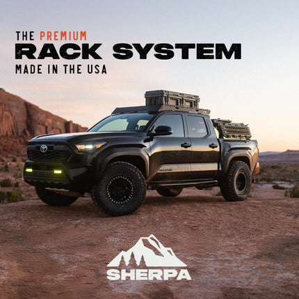 Sherpa - The Sunlight Half Height/Single Row Light Aluminum Roof Rack with Crossbars Made for 2020-2025 Jeep Gladiator JT - Drill Free Rack for Tents; Kayaks; Bikes; Skis Made in the USA