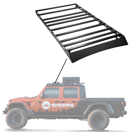 Sherpa -The Sunlight Full Height Aluminum Roof Rack with Crossbars Made for 2020-2025 Jeep Gladiator JT - Drill Free Rack for Tents; Kayaks; Bikes; Skis Made in the USA