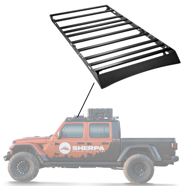 Sherpa -The Sunlight Full Height Aluminum Roof Rack with Crossbars Made for 2020-2025 Jeep Gladiator JT - Drill Free Rack for Tents; Kayaks; Bikes; Skis Made in the USA