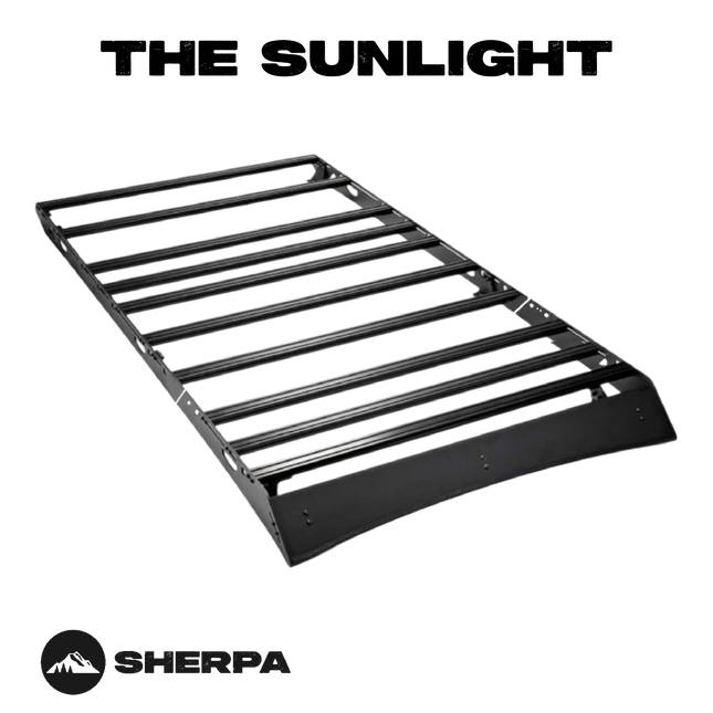 Sherpa -The Sunlight Full Height Aluminum Roof Rack with Crossbars Made for 2020-2025 Jeep Gladiator JT - Drill Free Rack for Tents; Kayaks; Bikes; Skis Made in the USA