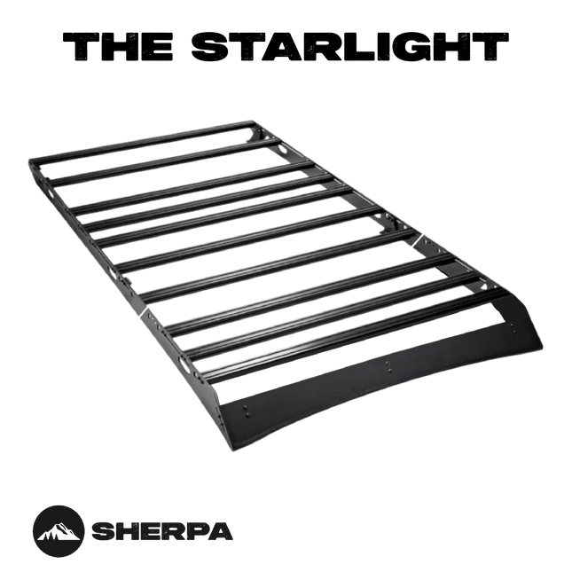 Sherpa - The Starlight Half Height/Single Row Light Aluminum Roof Rack with Crossbars Made for 2018-2025 Jeep Wrangler JL - Drill Free Rack for Tents; Kayaks; Bikes; Skis Made in the USA