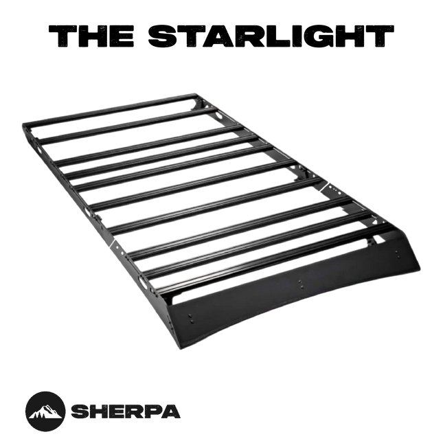 Sherpa -The Starlight Full Height Aluminum Roof Rack with Crossbars Made for 2018-2025 Jeep Wrangler JL - Drill Free Rack for Tents; Kayaks; Bikes; Skis Made in the USA