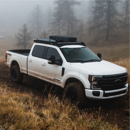 Sherpa 137744 The Thunder Half Height Roof Rack for Ford F250 / F350 / F450 Crew Cab - Full-Length Aluminum, 1/4" Side Panels, Drill-Free No Modification, Black Textured Powder Coat Finish