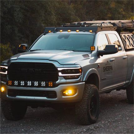 Sherpa 140744 Diablo Roof Rack for RAM 2500 / 3500 Crew Cab Trucks That Have Clearance Lights - Full-Length Aluminum, 1/4" Side Panels, Modification Required, Black Textured Powder Coated