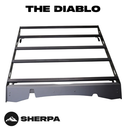 Sherpa 140844 The Diablo Roof Rack for RAM 2500 / 3500 Crew Cab Trucks without Clearance Lights - Full-Length Aluminum, 1/4" Side Panels, Modification Required, Black Textured Powder Coated
