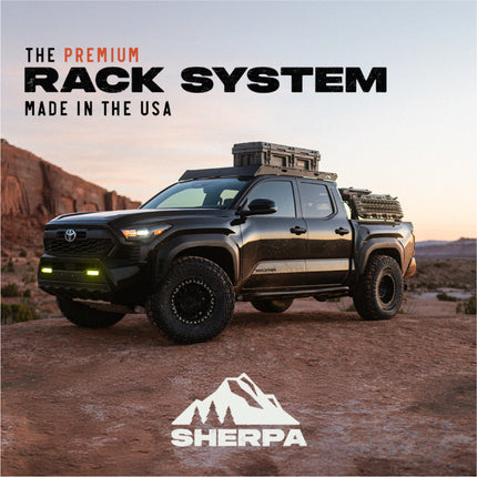 Sherpa 140844 The Diablo Roof Rack for RAM 2500 / 3500 Crew Cab Trucks without Clearance Lights - Full-Length Aluminum, 1/4" Side Panels, Modification Required, Black Textured Powder Coated