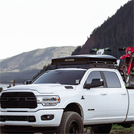 Sherpa 140844 The Diablo Roof Rack for RAM 2500 / 3500 Crew Cab Trucks without Clearance Lights - Full-Length Aluminum, 1/4" Side Panels, Modification Required, Black Textured Powder Coated