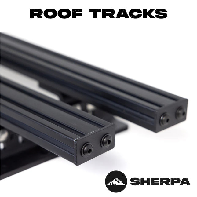 Sherpa 149700 Universal Roof Track Load Bars 60" (Pair) - Low-Profile Aluminum Crossbars for Vehicles, Canopies & Campers with M6 & M8 Track Nuts - Includes Flat & Contoured Mounting Feet