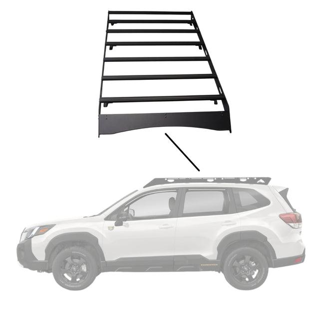 Sherpa 153744 The Fremont Half Height Roof Rack for Subaru Forester - Full-Length Aluminum, 1/4" Side Panels, Drill-Free No Modification, Black Textured Powder Coat Finish