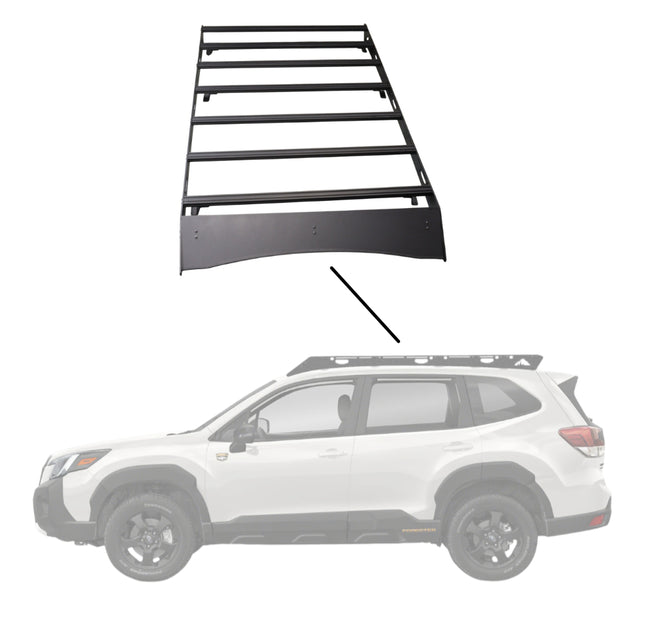Sherpa 153844 The Fremont Full Height Roof Rack for Subaru Forester - Full-Length Aluminum, 1/4" Side Panels, Drill-Free No Modification, Black Textured Powder Coat Finish