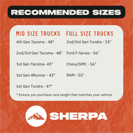 Sherpa 164444 Crows Nest Universal Truck Topper Rack for 6.5ft Bed with 53" Crossbar - 1/4" Aircraft-Grade Aluminum, Drill-Free, Adjustable Feet for Topper Fit