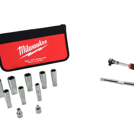 Milwaukee 48-22-9001 Ratchet 12pc 3/8" Drive Metric Socket Set