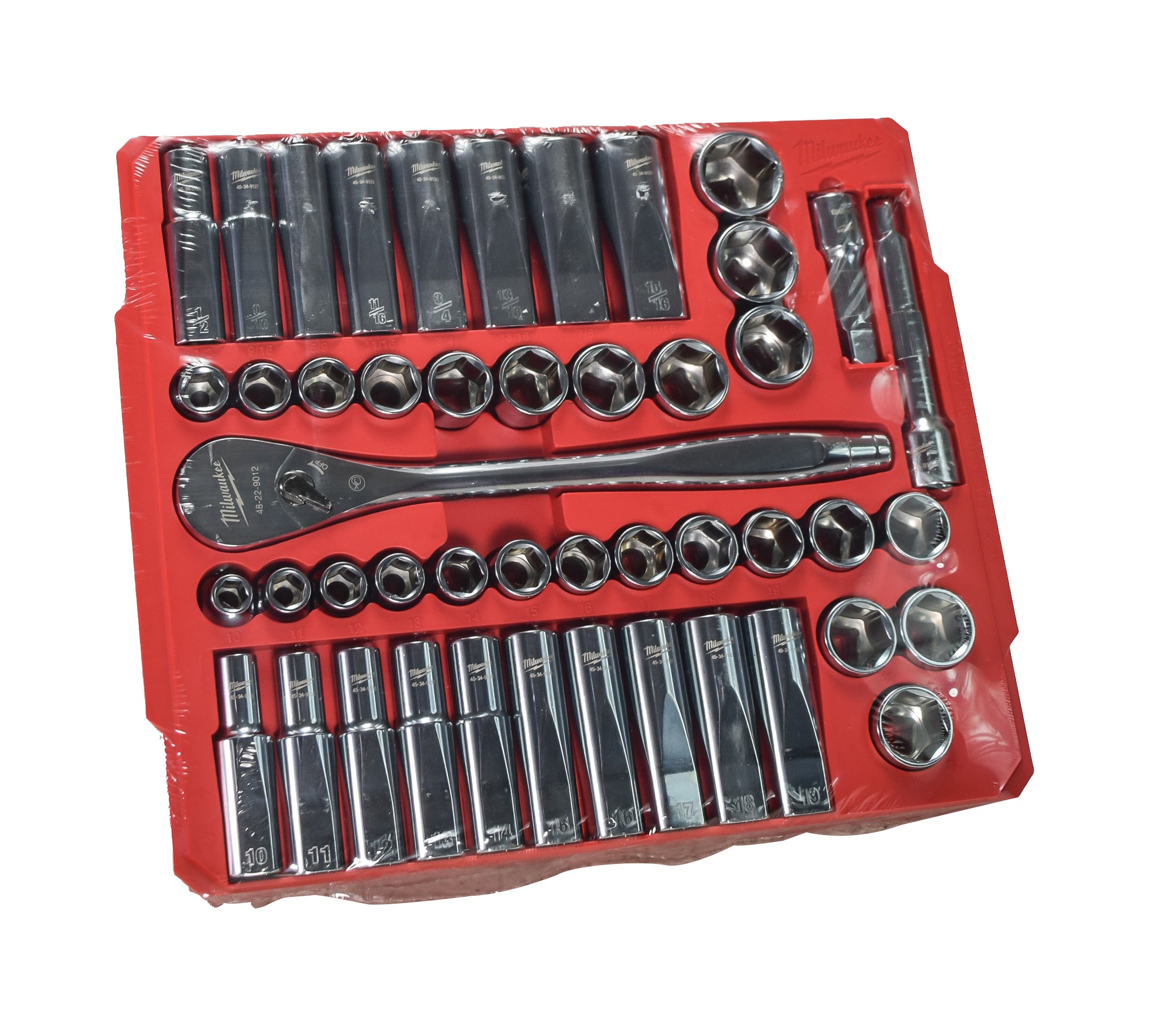 Milwaukee 48-22-9010 1/2" SAE/Metric Ratchet and Socket Wrench Set (47-Piece)