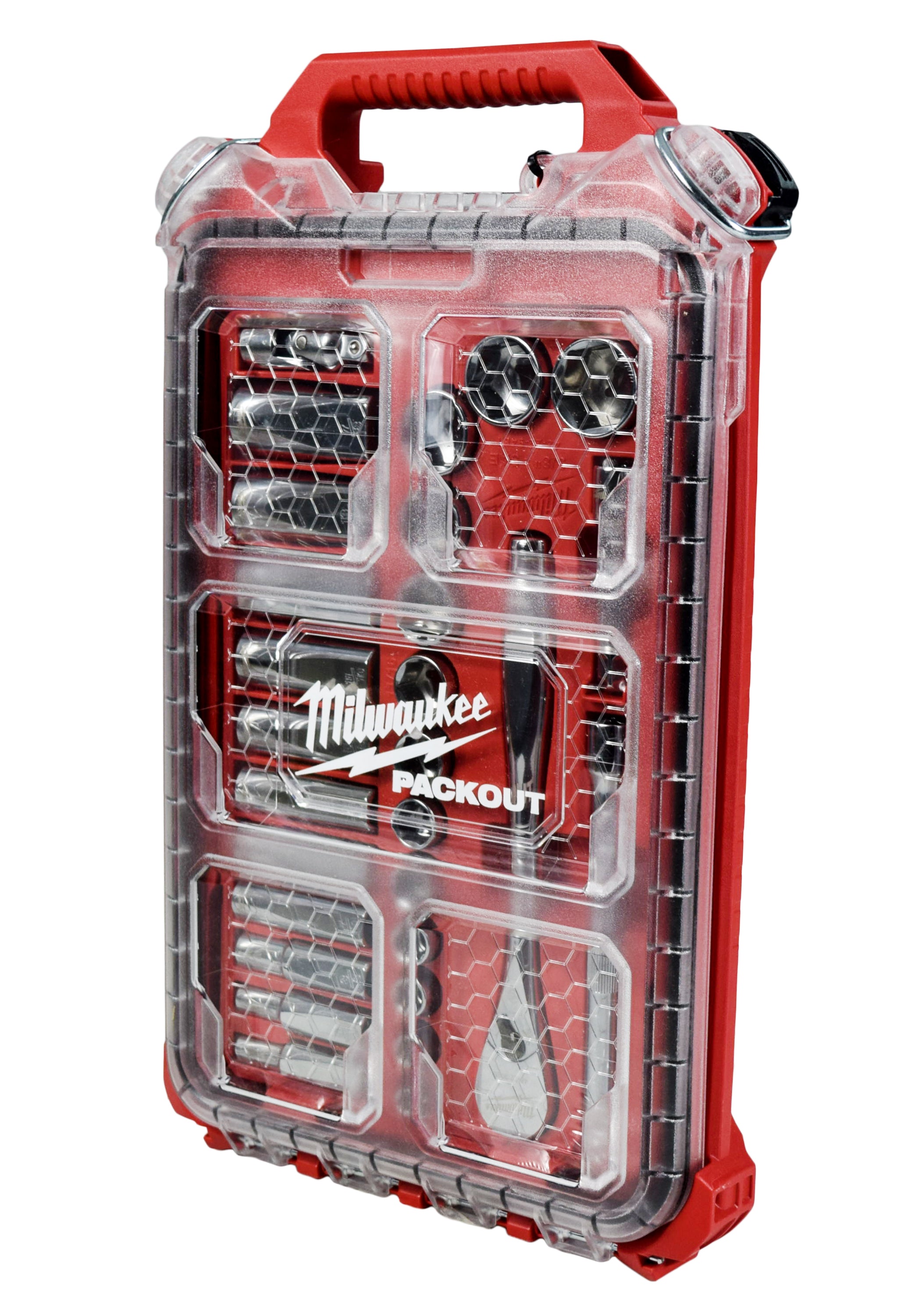 Milwaukee SAE Ratchet Socket Mechanics Tool Set 3/8 in. Low Profile Packout Case