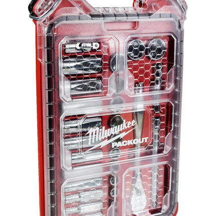 Milwaukee SAE Ratchet Socket Mechanics Tool Set 3/8 in. Low Profile Packout Case