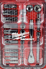 Milwaukee SAE Ratchet Socket Mechanics Tool Set 3/8 in. Low Profile Packout Case