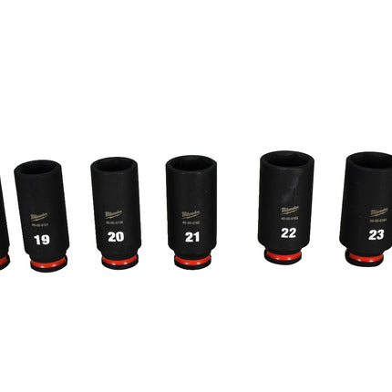 Milwaukee 49-66-6801 SHOCKWAVE Impact-Duty 3/8 in. Drive Metric Deep Well Impact PACKOUT Socket Set (19-Piece)