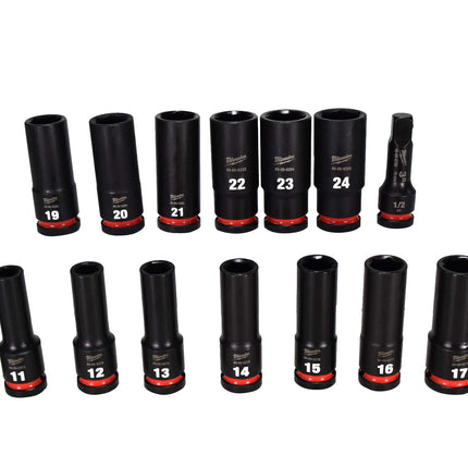 Milwaukee 49-66-6803  Impact Duty 1/2" Drive Metric Deep Well PACKOUT Socket Set (16-Piece)