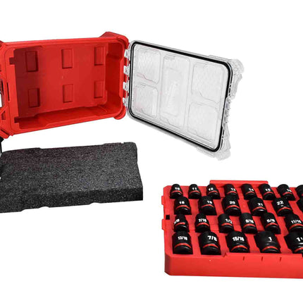 Milwaukee 49-66-6804 SHOCKWAVE Impact-Duty 1/2 in. Drive Metric and SAE Standard Impact PACKOUT Socket Set (27-Piece)