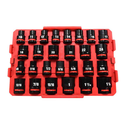 Milwaukee 49-66-6804 SHOCKWAVE Impact-Duty 1/2 in. Drive Metric and SAE Standard Impact PACKOUT Socket Set (27-Piece)