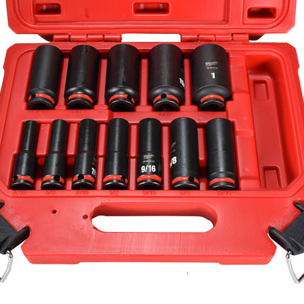 Milwaukee 49-66-7006 SHOCKWAVE 3/8 in. Drive Deep Well 6 Point Impact Socket Set (12-Piece)