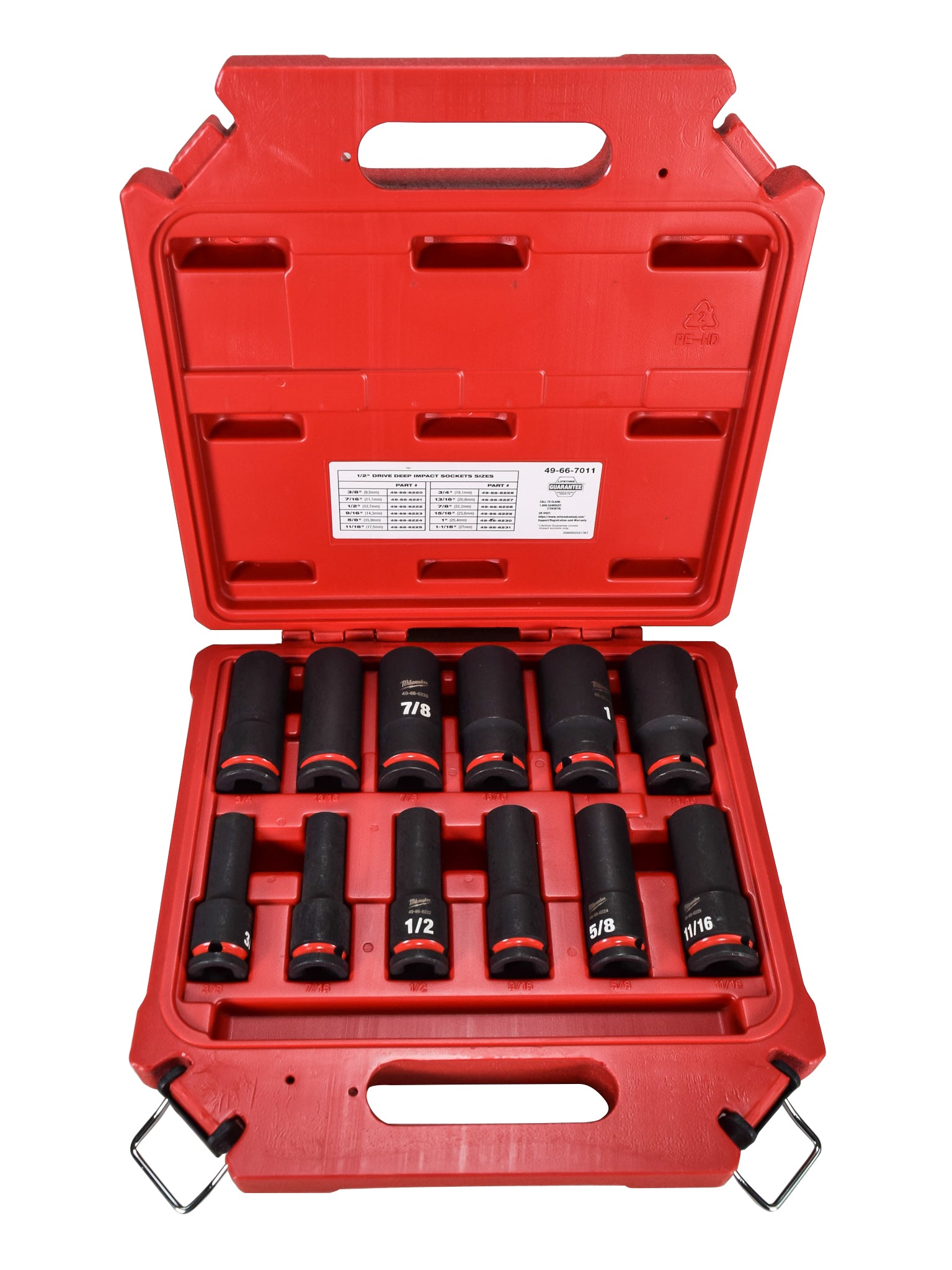 Milwaukee 49-66-7011 SHOCKWAVE 1/2 in. Drive SAE Deep Well Impact Socket Set (12-Piece)