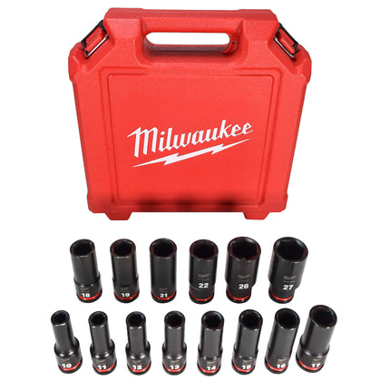 Milwaukee 49-66-7014 SHOCKWAVE 1/2" Drive 6 Point Impact Socket Set (14-Piece)