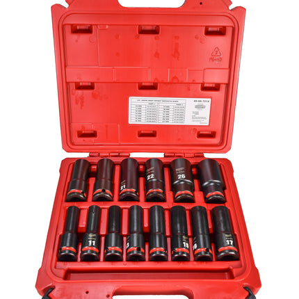 Milwaukee 49-66-7014 SHOCKWAVE 1/2" Drive 6 Point Impact Socket Set (14-Piece)
