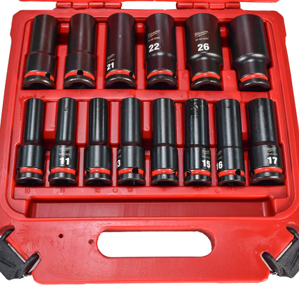 Milwaukee 49-66-7014 SHOCKWAVE 1/2" Drive 6 Point Impact Socket Set (14-Piece)