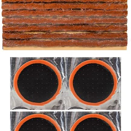 Stop & Go 100 27 Piece Bicycle Repair & Inflation Kit for Tubeless and Tube-Type Tires Works on BMX, XC, Mountain, Road, Gravel, & E-Bikes (4 Patches & 10 Rope Plugs)