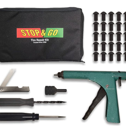 Stop & Go 1075A Tubeless Tire Plugger Repair Kit with 25 Rubber Plugs, Insertion Tool, Reamer, and Laminated Instructions for Motorcycles, ATVs, UTVs, and Cars
