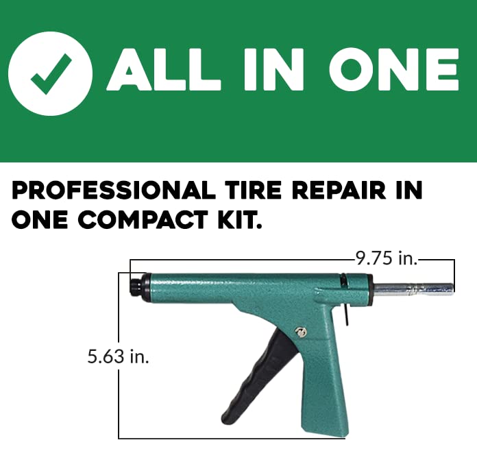 Stop & Go 1075A Tubeless Tire Plugger Repair Kit with 25 Rubber Plugs, Insertion Tool, Reamer, and Laminated Instructions for Motorcycles, ATVs, UTVs, and Cars
