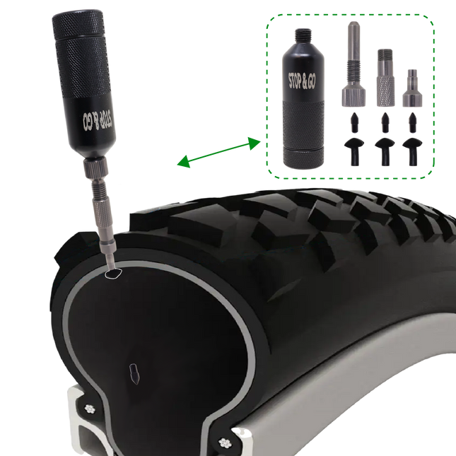 Stop & Go 200 Mini Pocket Plugger Tubeless Tire Repair Kit for Bikes & E-Bikes