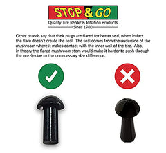 Stop & Go 275 Mini Plugger Refill Kit with 6 Mushroom Plugs and Cone Tips for Punctures and Flats on Bicycle and E-Bike Tubeless Tires, 5/8" Length x 3/16" Shaft Diameter