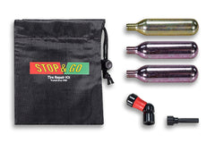 Stop & Go 300 Emergency Sealant and Inflation Kit for Bicycle and E-Bike Tubeless Tires, Includes 2 Sealant Cartridges and 1 CO2 Cartridge, Compatible with Presta and Schrader Valves