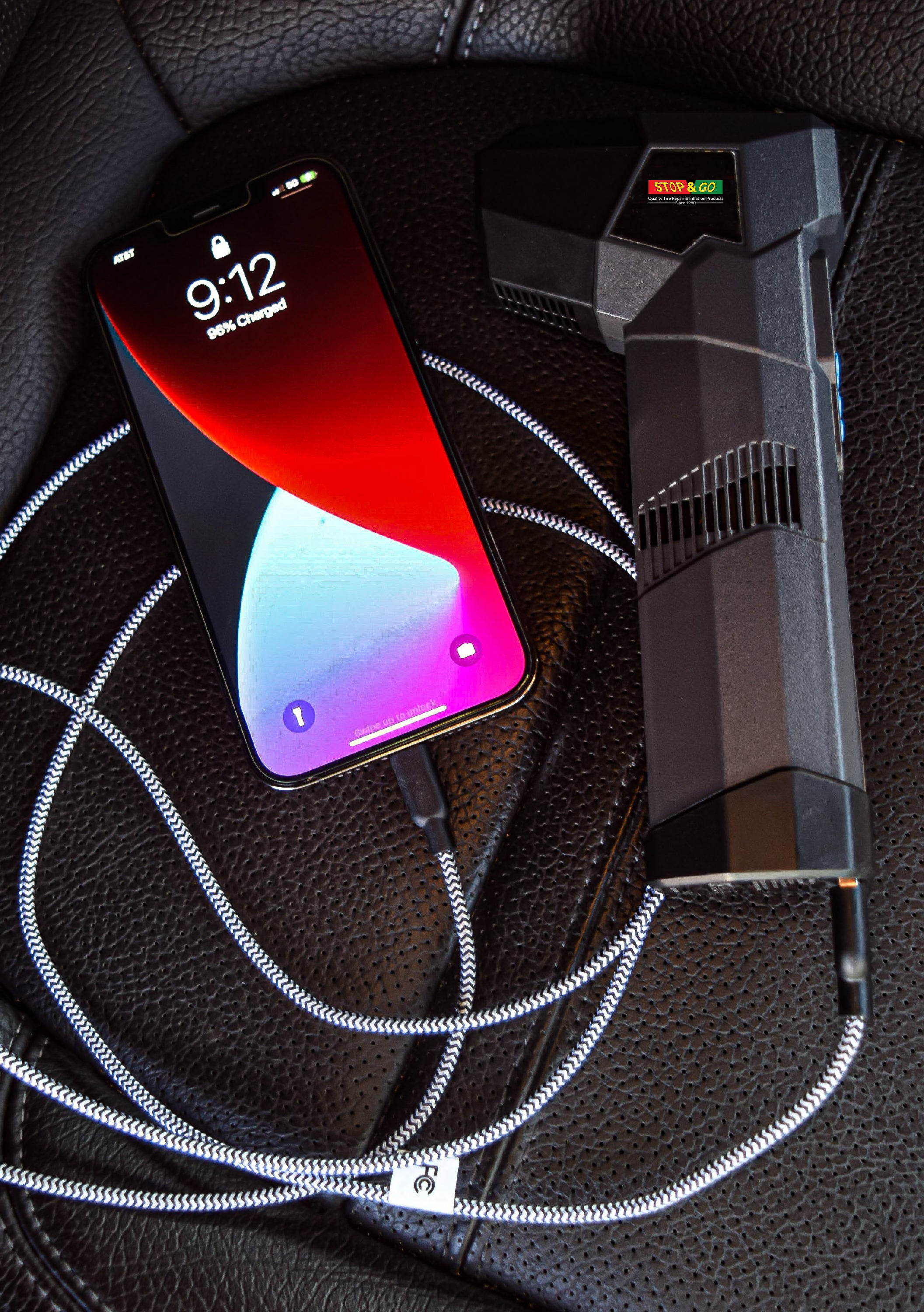 Stop & Go CL-RCP Portable USB Rechargeable Cordless Tire Inflator 120 PSI Compressor w/ Digital Display & Worklight for Cars, Motorcycles, and Bicycles