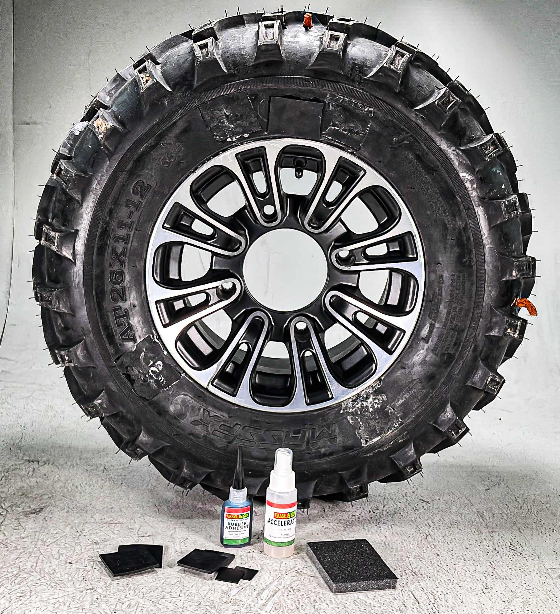 Stop & Go SW1000 14 Piece Emergency External Sidewall Tubeless Tire Repair Kit for Punctures on ATV, UTV, Trailer, Lawnmower, RZRs, Side by Side, & Golf Cart (7 Patches)