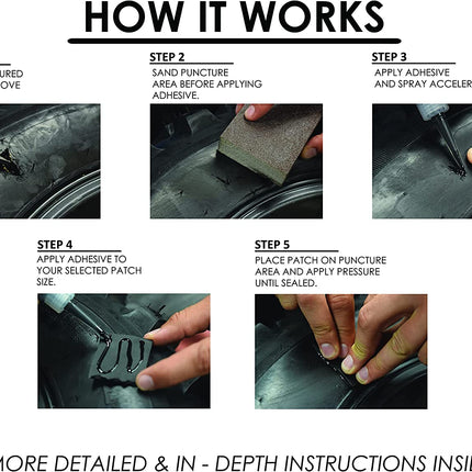 Stop & Go SW1000 14 Piece Emergency External Sidewall Tubeless Tire Repair Kit for Punctures on ATV, UTV, Trailer, Lawnmower, RZRs, Side by Side, & Golf Cart (7 Patches)