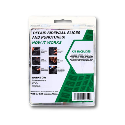 Stop & Go SW1010 5 Minute Emergency External Sidewall Tubeless Tire Repair Kit for Punctures on ATV, UTV, Trailer, Lawnmower, Off-Road RZRs, Side by Sides, & Golf Cart Tires (Large Patch)