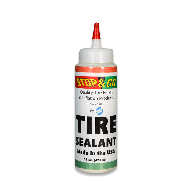 Stop & Go Tire Sealant Premium Flat Preventative Tire Sealant - Made in The USA (16 oz, Single) - Prevents Flats & Repairs Punctures for Tube or Tubeless Tires on Bikes, ATVs, Cars, and More