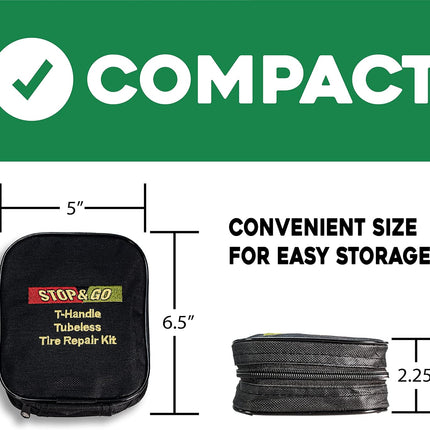 Stop & Go 1020 25 Piece Tubeless T-Handle Rope Plug Tire Repair Kit for Punctures or Flats on Car, Motorcycle, ATV, Jeep, Truck, & Tractor (20 Plugs)