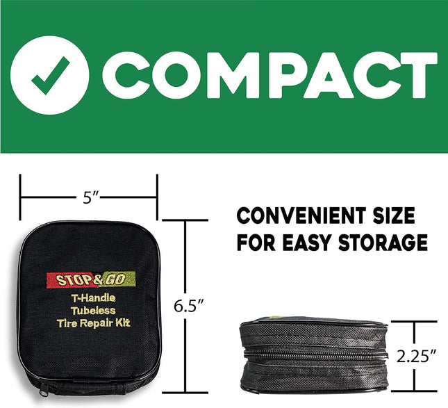 Stop & Go 1020 25 Piece Tubeless T-Handle Rope Plug Tire Repair Kit for Punctures or Flats on Car, Motorcycle, ATV, Jeep, Truck, & Tractor (20 Plugs)