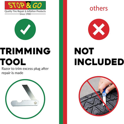 Stop & Go 1020 25 Piece Tubeless T-Handle Rope Plug Tire Repair Kit for Punctures or Flats on Car, Motorcycle, ATV, Jeep, Truck, & Tractor (20 Plugs)